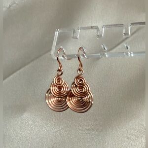 Hand Crafted Spiral Rose Gold Copper Earrings